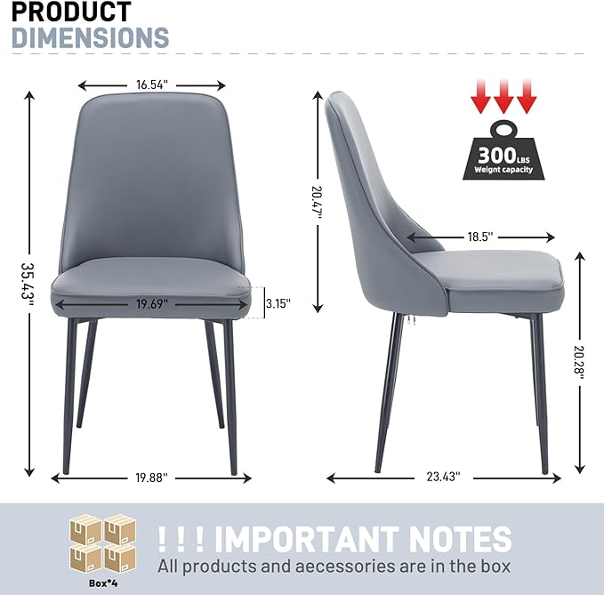 Modern Dining Chairs Set of 4, Faux Leather Upholstered Dining Room Chair Kit...