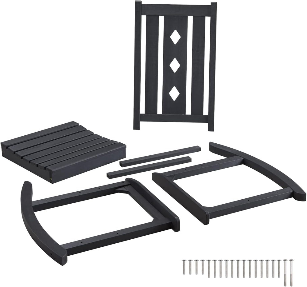Oversized Outdoor Rocking Chair, Porch Rocker with High Back - Black