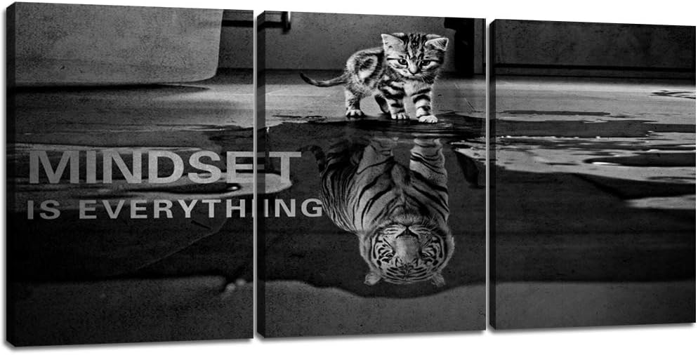3 Panels Mindset is Everything Motivational Canvas Wall Art Inspirational Ent...