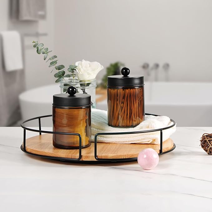 Amolliar Amber Glass Qtip Holder, Apothecary Jars - Image 2
