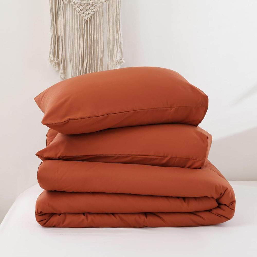ROSGONIA California King Comforter Set Burnt Orange, 3 Pieces Bedding Quilt