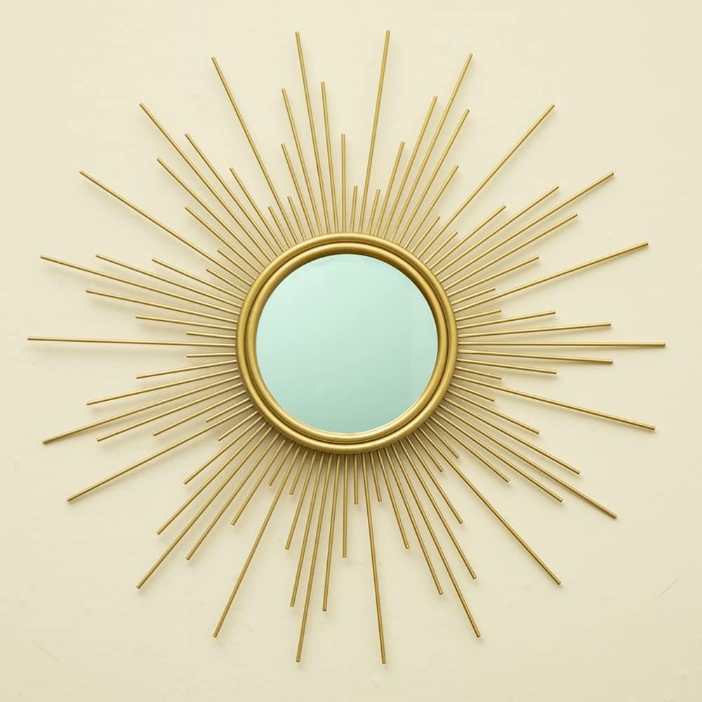 24'' Gold Sunburst Wall Mirror Boho Home Decor Mordern Round Hanging ...