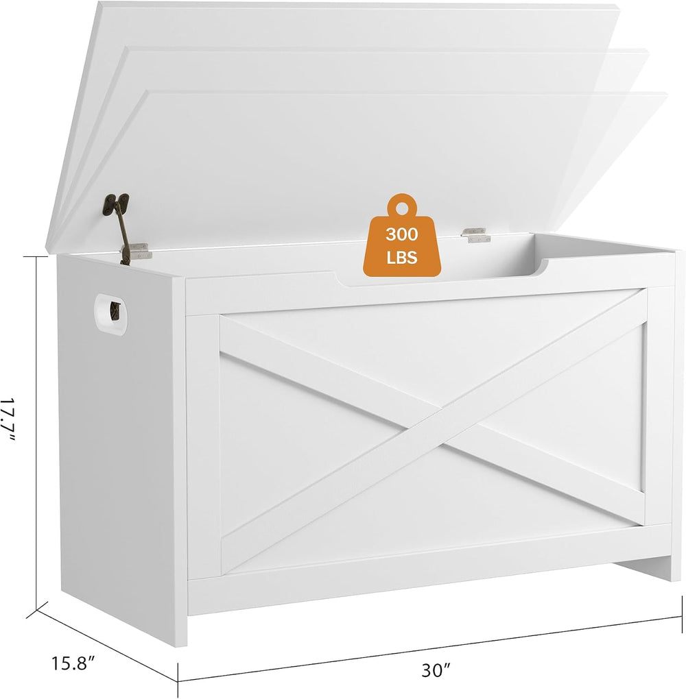 GarveeHome 30 in Storage Chest, Wooden Storage Bench with Safety Hinge, Easy ...