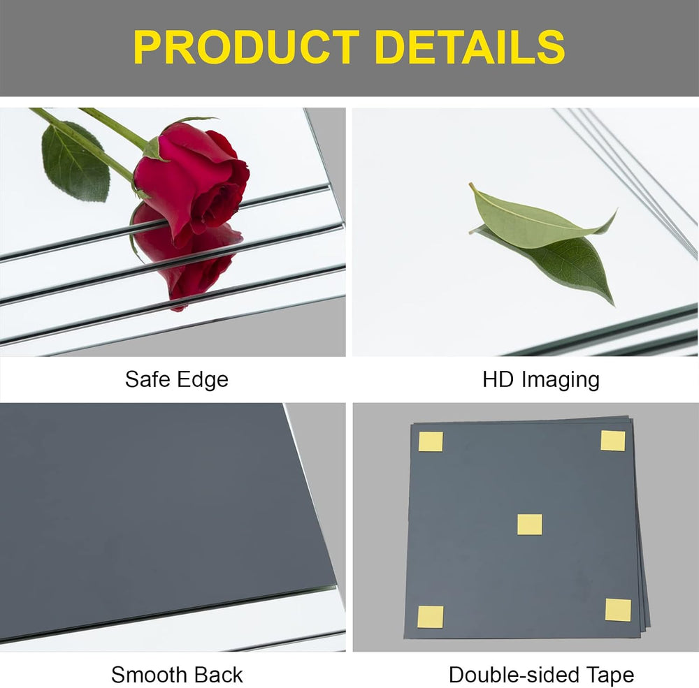 Full Length Mirror Tiles, 12" x 12" x 8PCS Frameless Wall Mounted M...