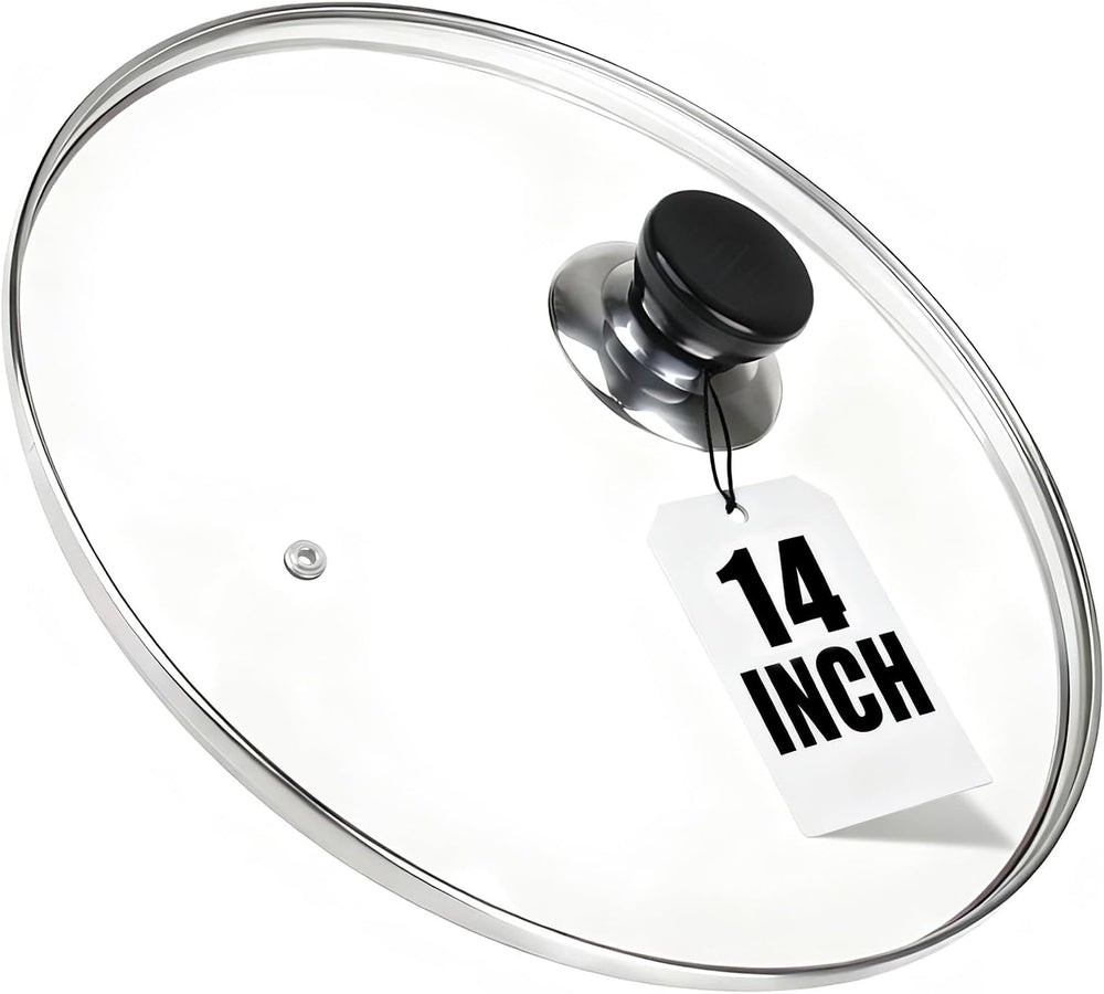 14 Inch Pan Lid, Tempered Glass Cast Iron Lid