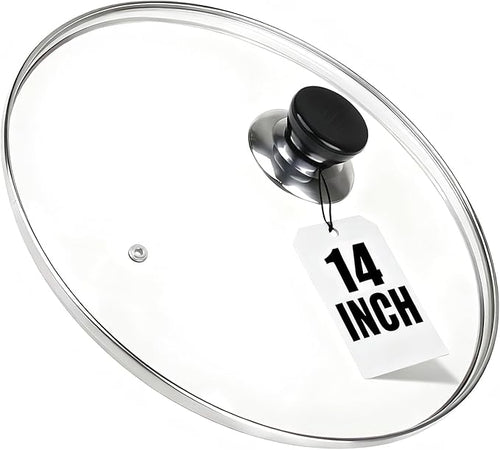 14 Inch Pan Lid, Tempered Glass Cast Iron Lid by Eptcp