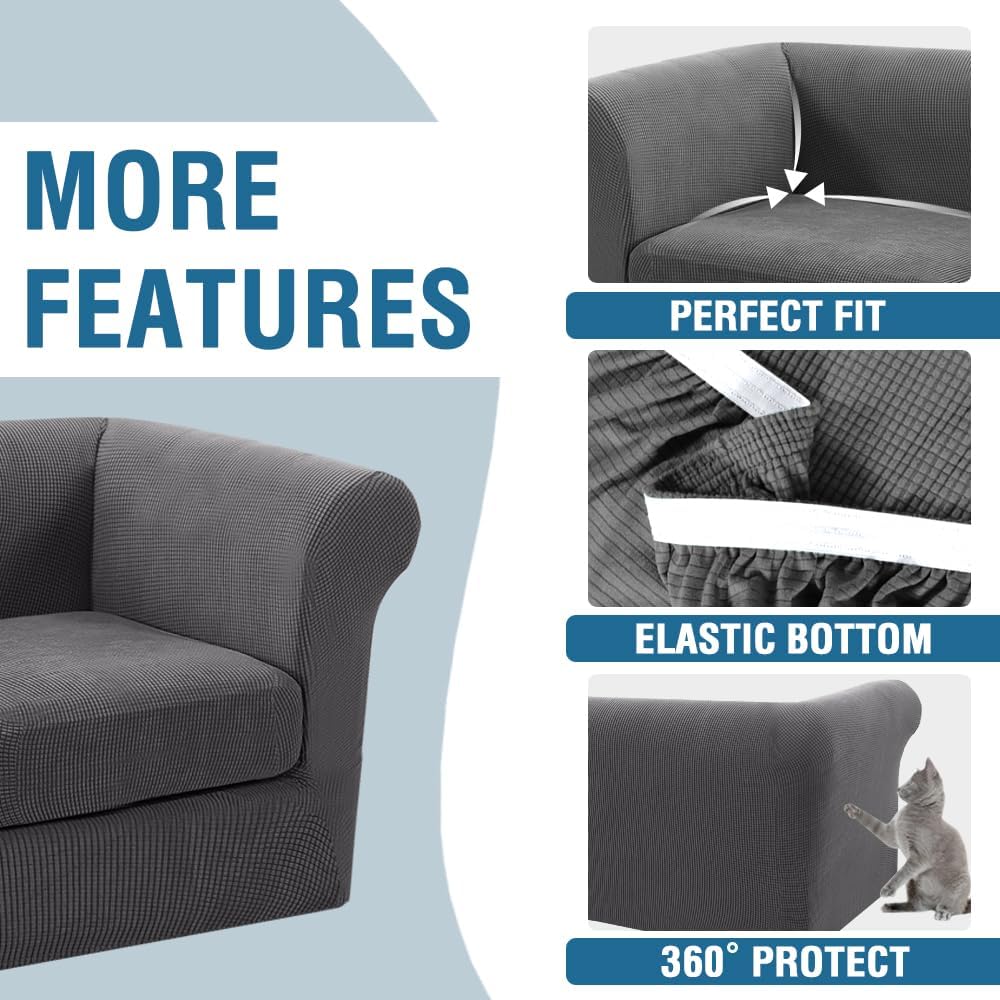 H.VERSAILTEX Chesterfield Armchair Slipcover 2 Piece Stretch Slip Covers for ...