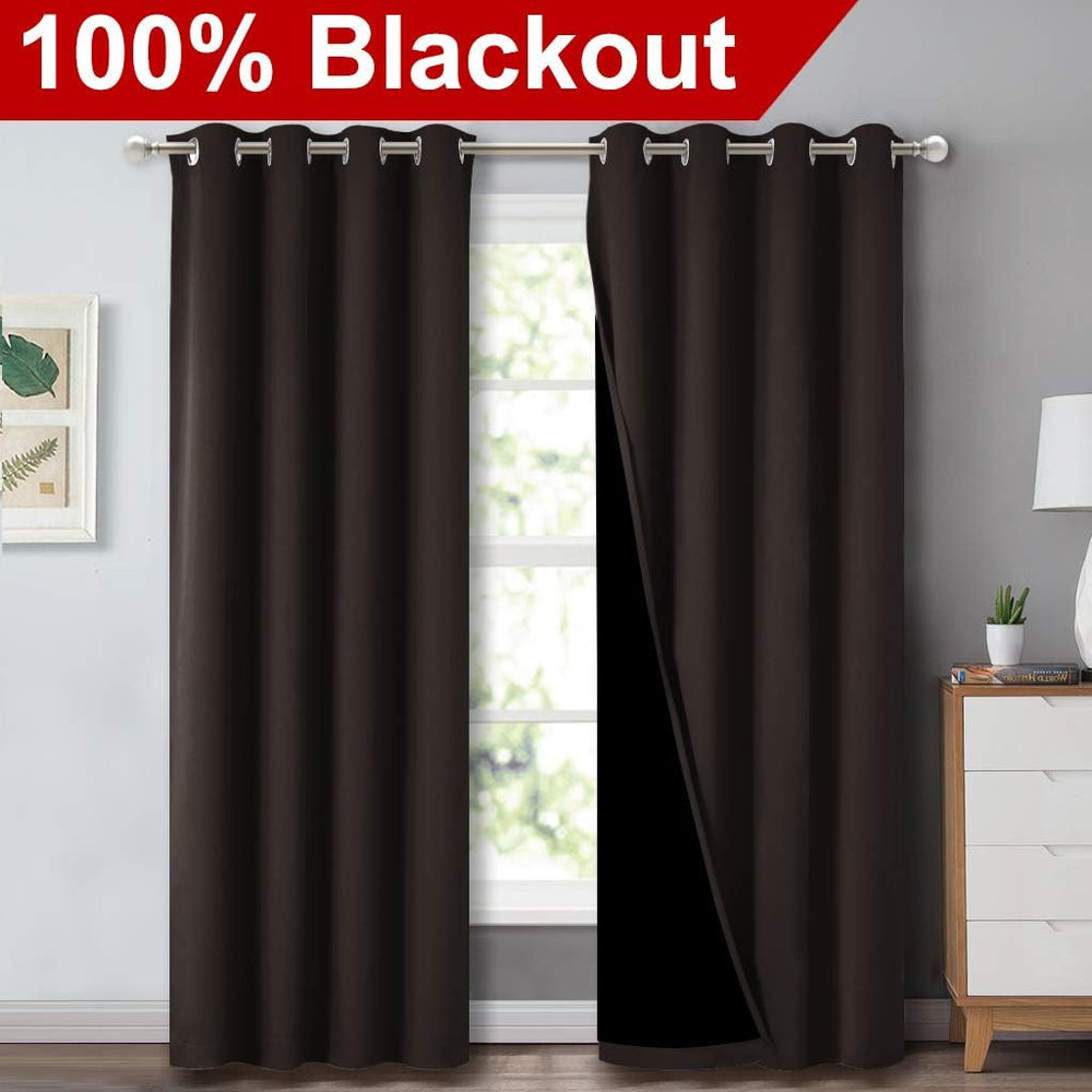 NICETOWN Brown Full Blackout Curtains for Dining Room 52" x 84" 2 P...