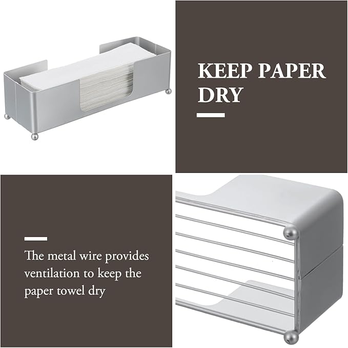 MyGift Paper Towel Holder, Modern Silver Tone Metal Tabletop Paper Dispenser - Image 2