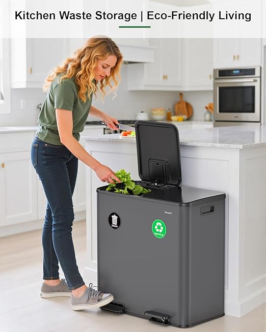 Lovewind 2×11.5 Gallon Dual Trash Can, Stainless Steel Dual Garbage and - Image 6