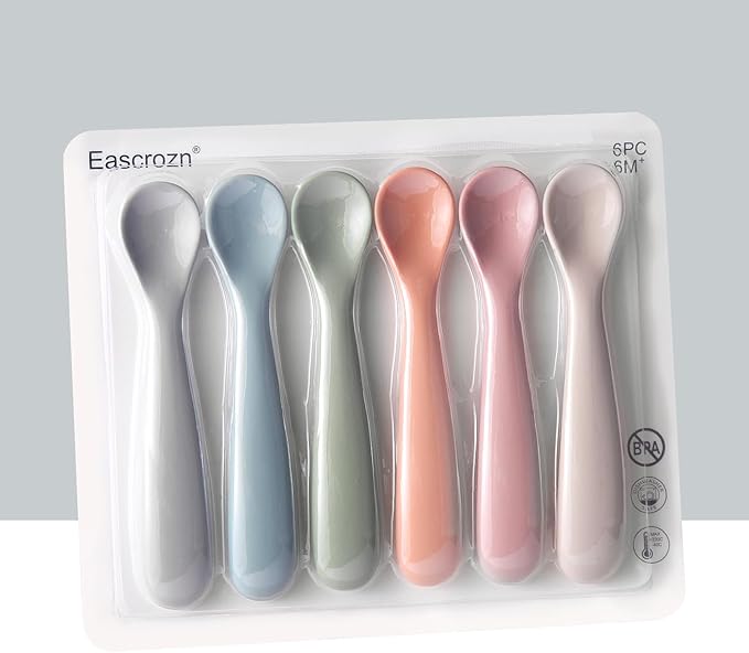 Eascrozn 6 Pack Silicone Baby Spoons, Baby Spoons Self Feeding 6 Months+ - Image 7