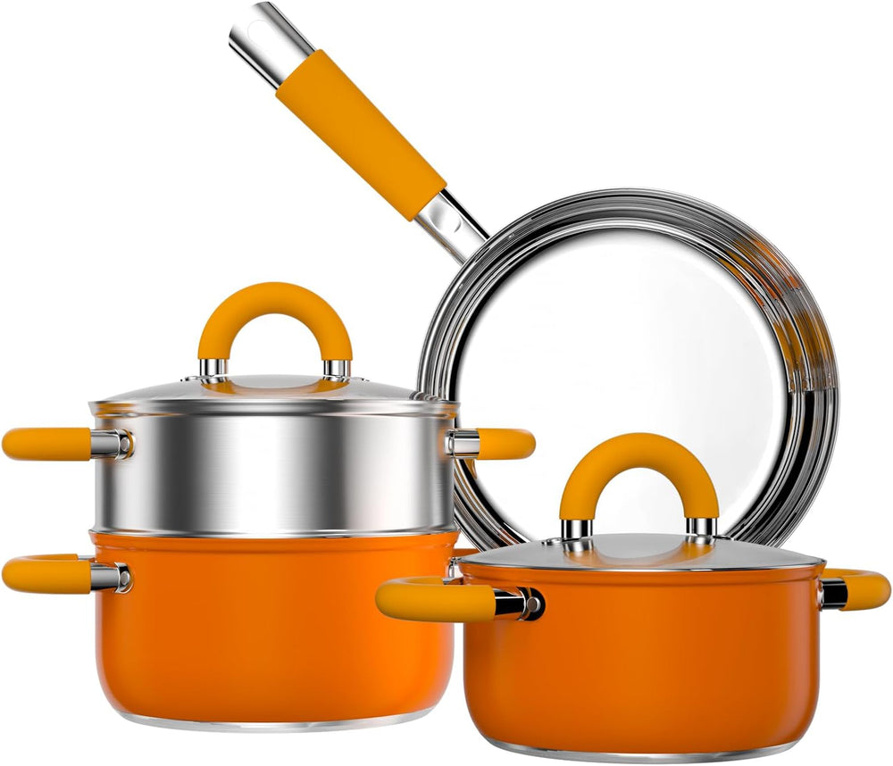 Stainless Steel Pots and Pans Set 6 Piece, 4 3 QT Pot