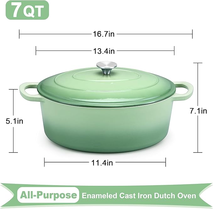 E-far 7QT Oval Dutch Oven Pot