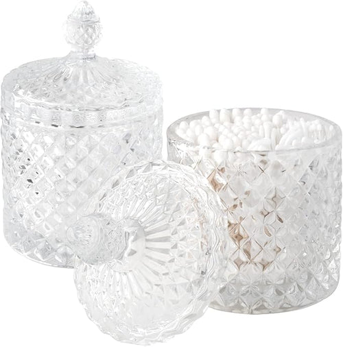 2 Pack Qtip Holder Thick Glass Apothecary Jars by rejomiik