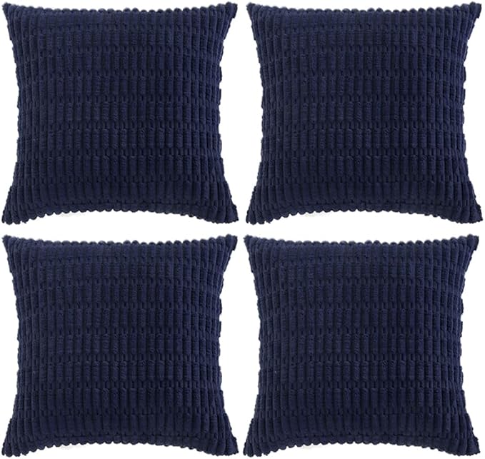 Fancy Homi 4 Packs Navy Blue Decorative Throw Pillow Covers 14x14 Inch by Fancy+Homi