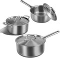 Saucepan Set with Lids, 3-Ply Stainless Steel Cookware 1.5QT, 3QT and 5QT by Unknown