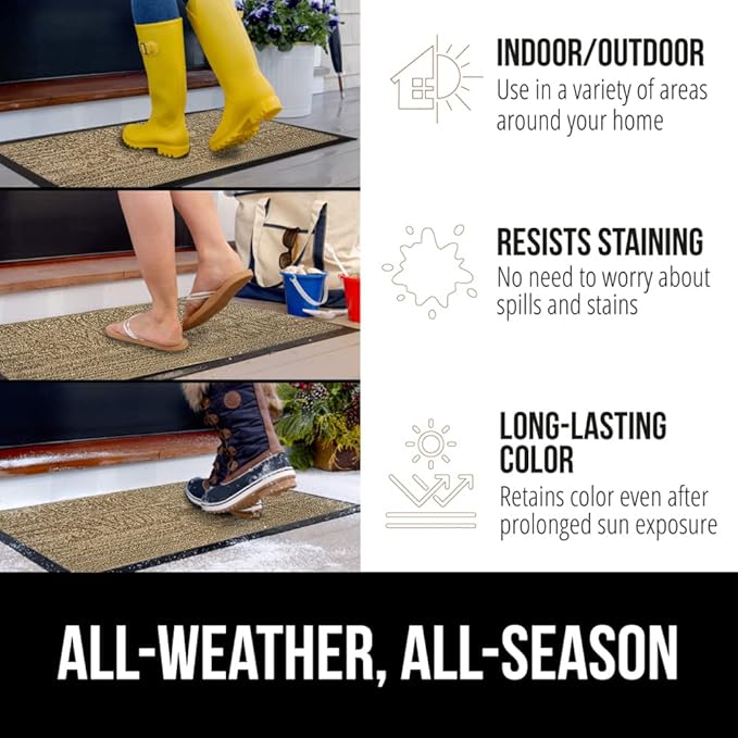 GORILLA GRIP 100% Waterproof All-Season WeatherMAX Doormat 35x23, US Designed - Image 3