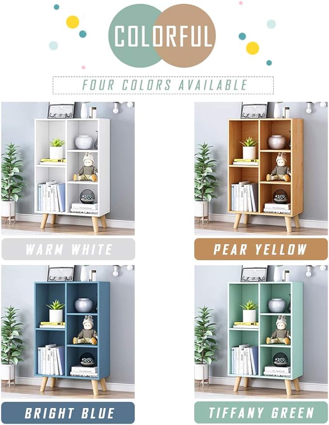 IOTXY Wooden Open Shelf Bookcase - 3-Tier Floor Standing Display Cabinet Rack...
