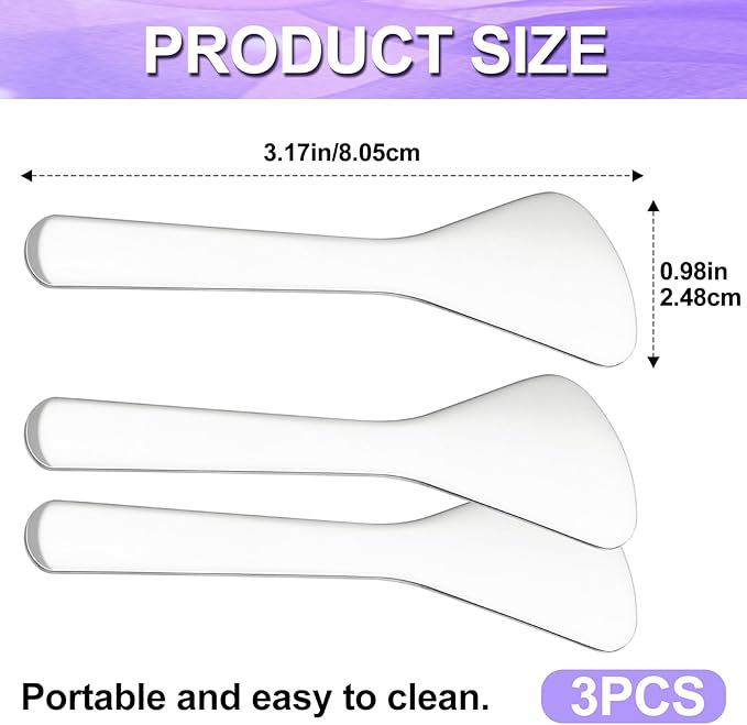 Pndeyo 3pcs Mini Stainless Steel Makeup Spatula, Reusable Cosmetic Cream - Image 2