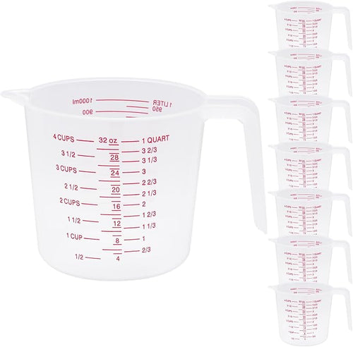8 Pcs 4 Cup Capacity Plastic Measuring Cup, 32 Oz/1000 ml Clear Graduated by Unknown
