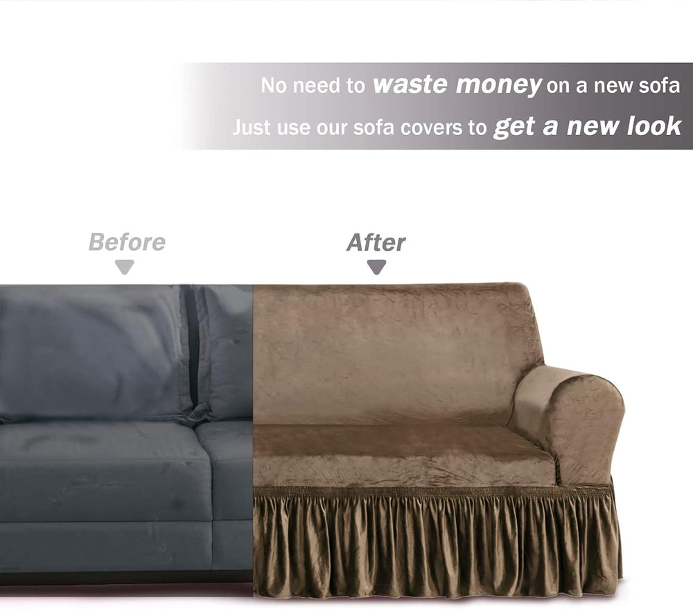 NICEEC Brown Armchair Covers Arm Chair Cover Armchair Slipcovers with Skirt