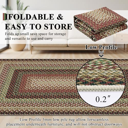 Ileading Faux Braided Large Area Rug 8'x10' Washable Farmhouse, No-Sh...