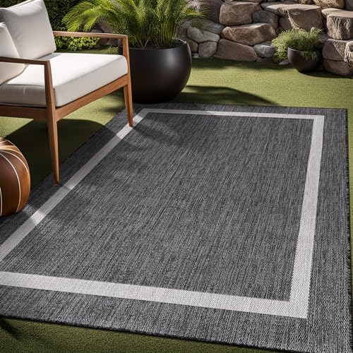 Luul Home Bordered Outdoor Rug 5x7 Washable Outside Carpet for Indoor Patio P...