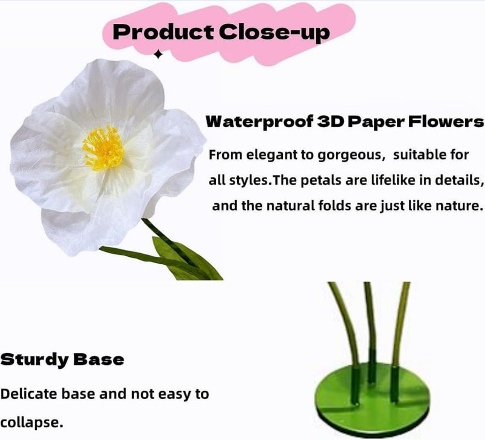 5.57 Ft Giant Artificial Flowers,Large Paper Flower,Adjustable Waterproof Fak...