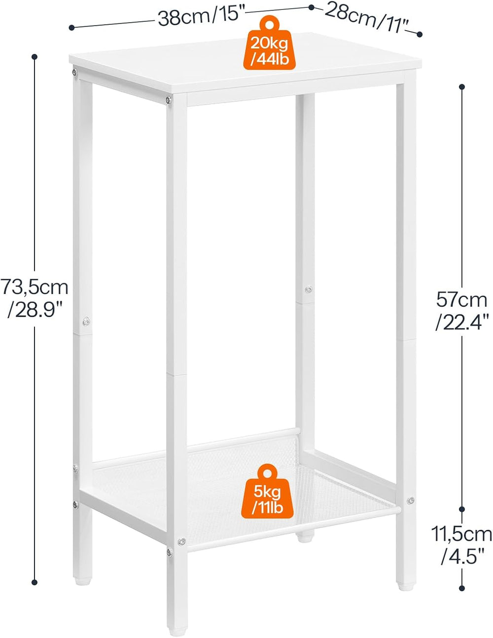 HOOBRO Tall Side Table, Industrial End Telephone Table with Adjustable Mesh S...