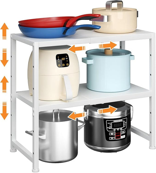 2-Tier Expandable Kitchen Storage Shelf, 150LBS Heavy Duty Metal Shelving Units by Cidaziya