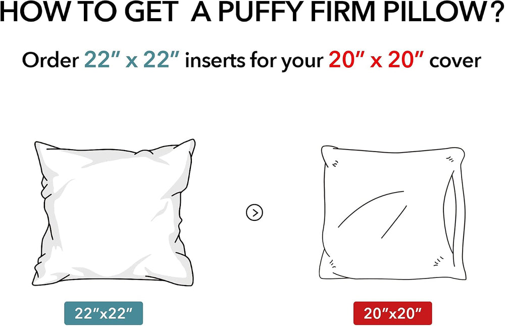 Oubonun 22 x 22 Throw Pillow Inserts (Set of 2) with 100% Cotton Cover - 22 I...