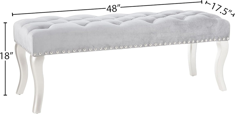 Roundhill Furniture Decor Maxem Tufted Fabric Upholstered Seat with Nailhead ...