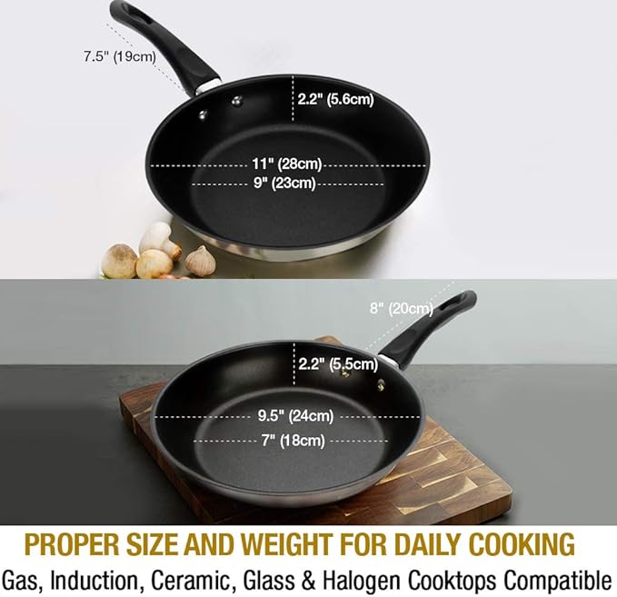 HOMICHEF Nonstick Frying Pan Set of 2 - Image 6