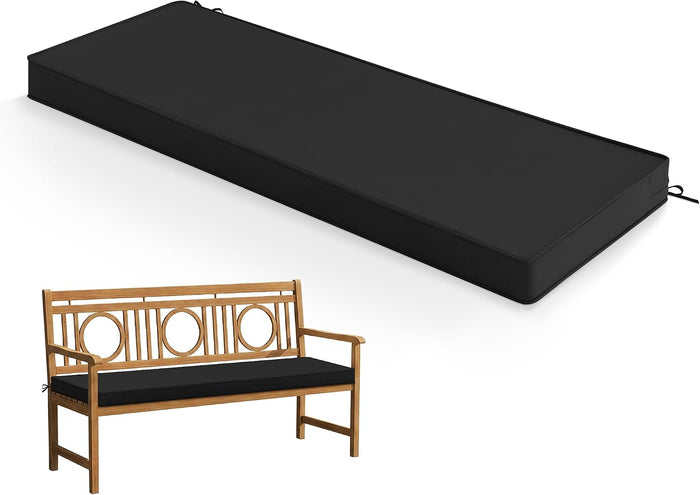 Summsun Outdoor Bench Cushion Pad, 48 x 18 x 3 Inch, Black