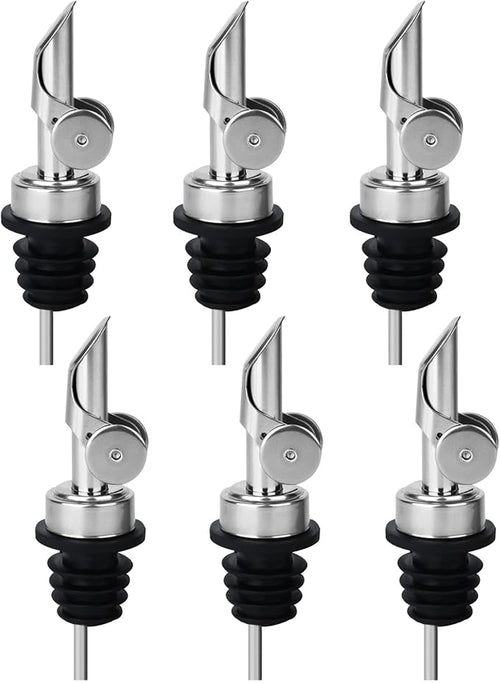 6PCS Liquor Bottle Pourers, Auto Flip Olive Oil Dispenser Spout, Weighted by BALTRE