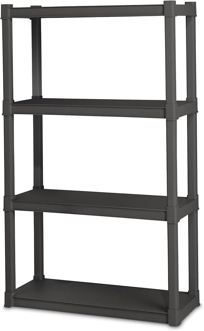Sterilite 2-Pack 4 Shelf Unit, Heavy-Duty Shelving Storage and Utility Rack