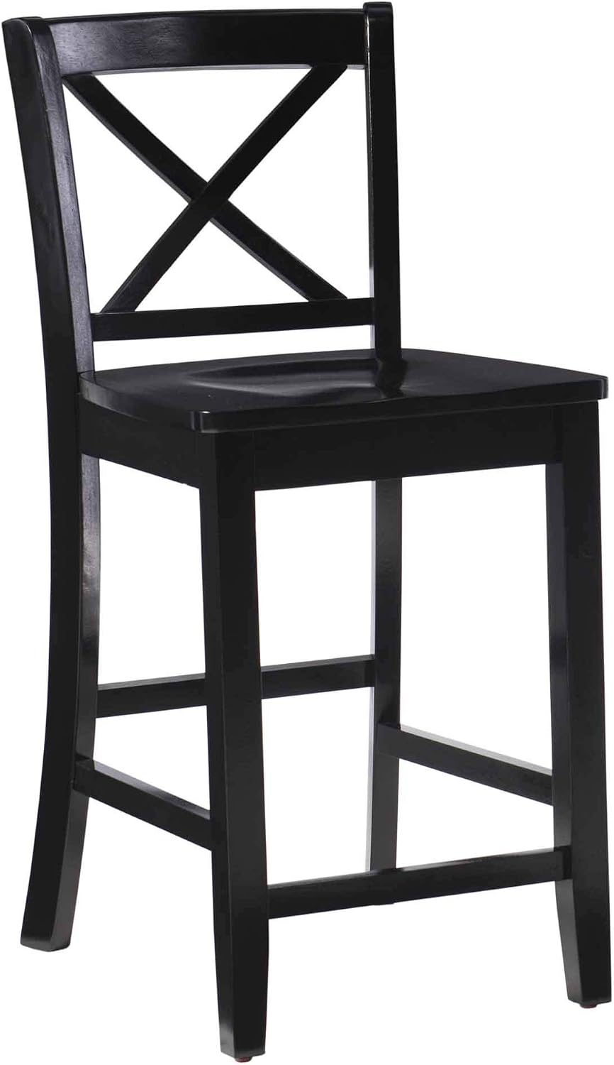 Linon Home Dcor Black X Back Counter Stool, 16" W x 17.91" D x 37.0...