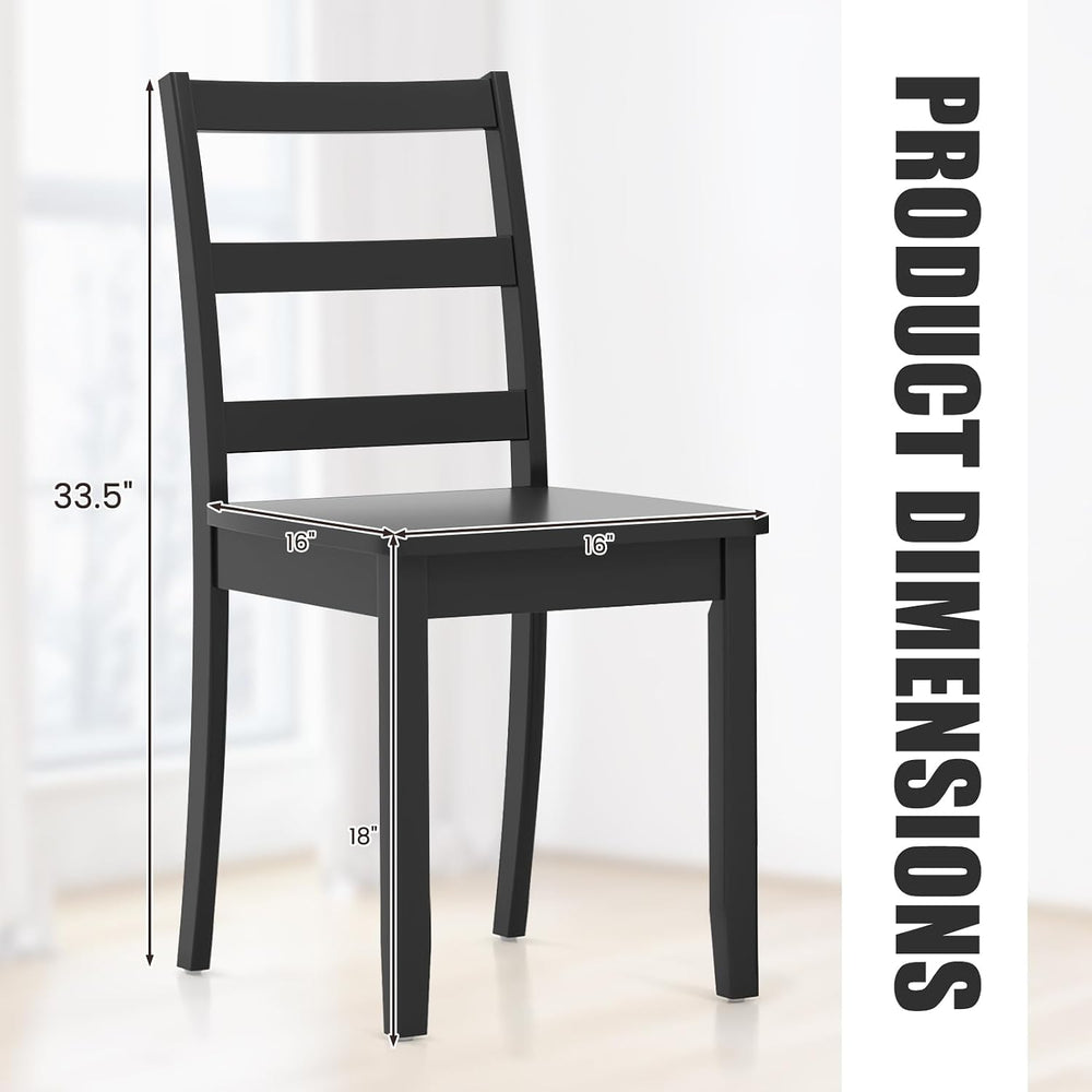 COSTWAY Dining Chairs Set of 2, Mid-Century Modern Wooden Chairs, Black