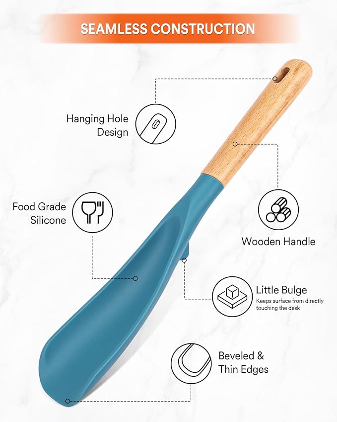 Cooking Spoon and Rice Scooper for Nonstick Cookwares, Wood Handle Spoon for - Image 3