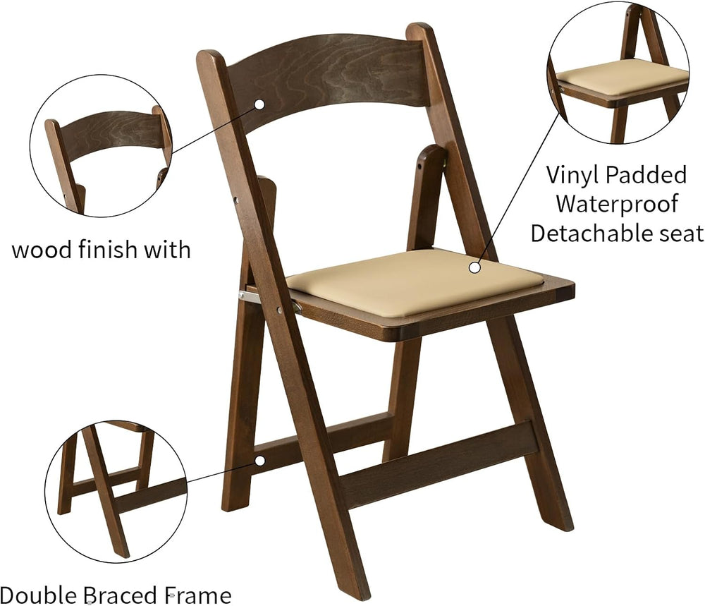 Wooden Folding Chair, Classic-Fruit Wood Color, Set of 4