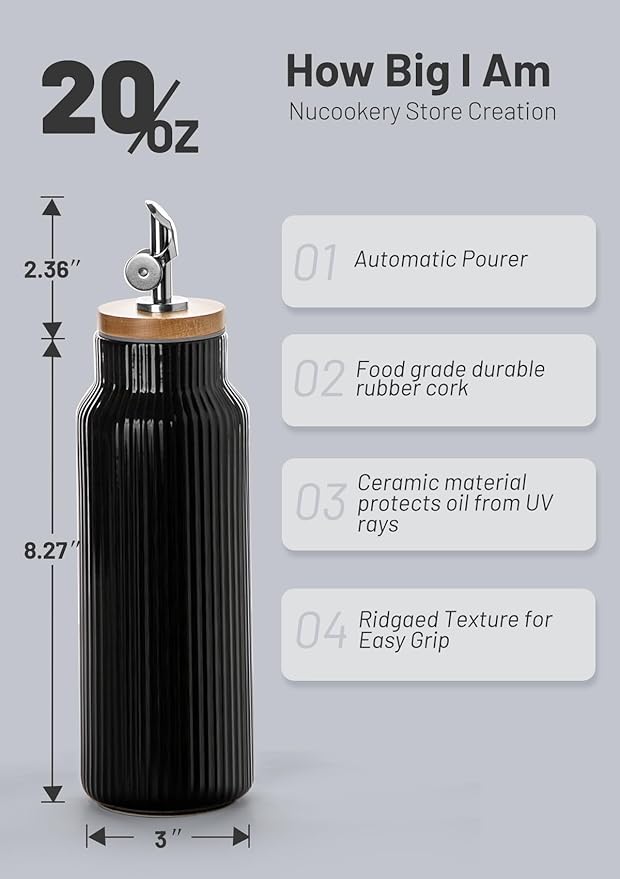 Nucookery 20oz Ceramic Olive Oil Dispenser Bottle - Image 2