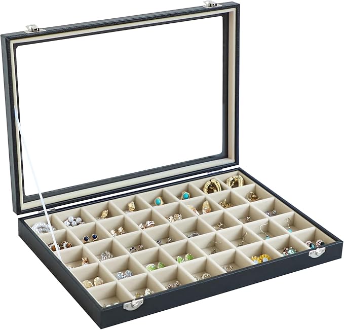 Stratalife Jewelry Organizer 40 Grid Beige Black Jewelry Tray by Stratalife