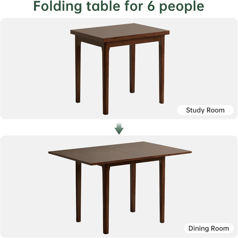 31"-47" Extendable Dining Table Set for 4, Solid Wood Folding Kitch...