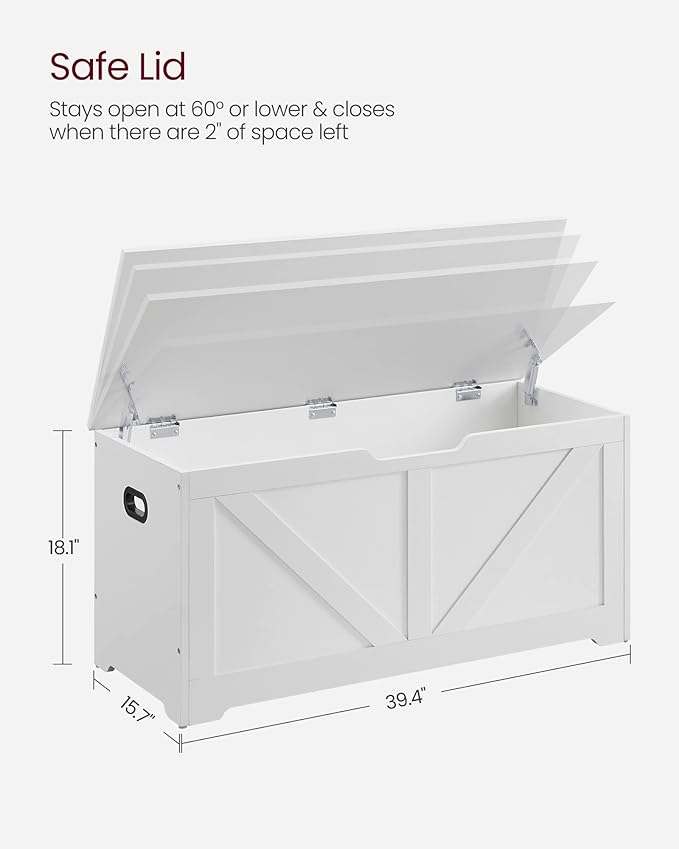 VASAGLE Storage Chest, Storage Trunk with 2 Safety Hinges, Storage Bench, Sho...