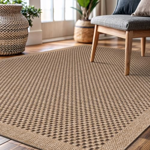 CAMILSON Easy Jute Rug 9x12, Indoor Outdoor Natural Color Fiber Area Rugs for...