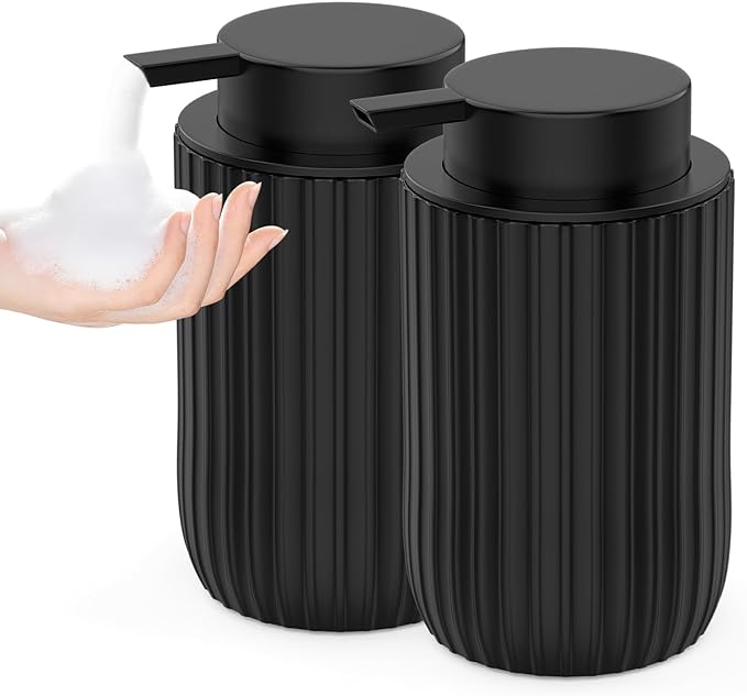 Ceramic Foaming Hand Soap Dispenser 2Pack，12 oz Bathroom Soap Dispensers， by POSOSTO