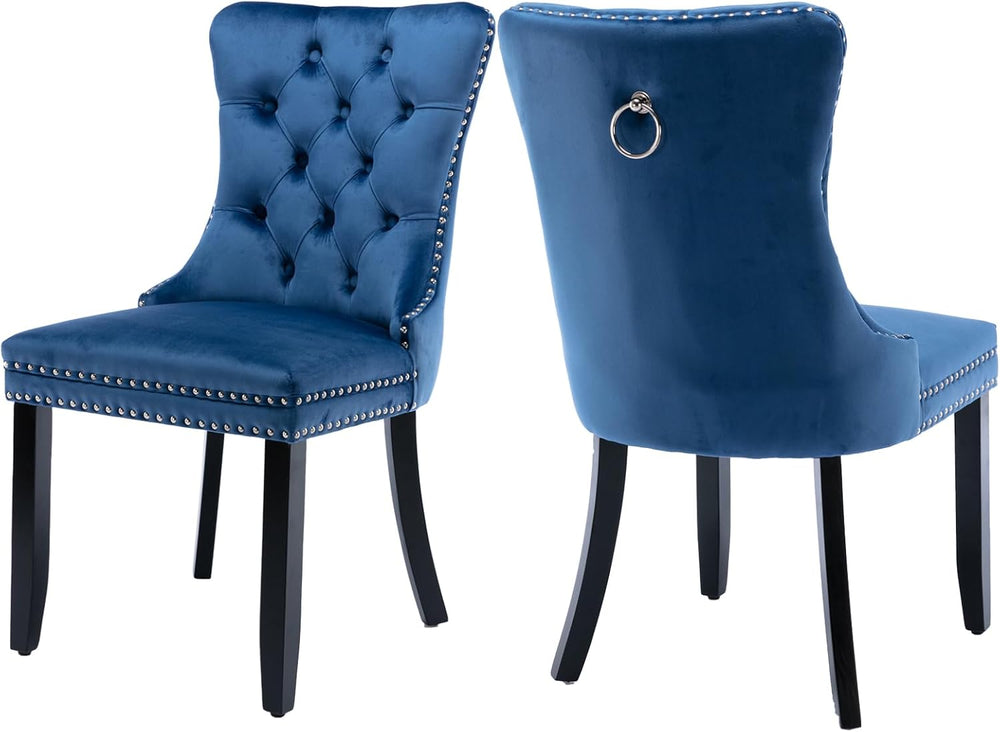 Velvet Dining Chairs Set of 2, Tufted Upholstered Dining Room Chairs with Bac...