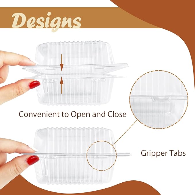 Jizvxe 300 Pcs Clear Plastic Take out Containers, Square Hinged Takeout Tray