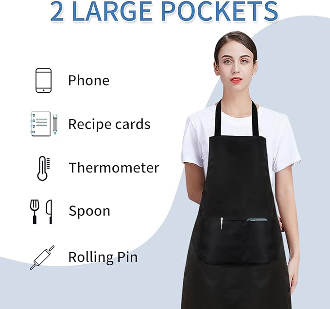 8/12/24 Pack Plain Bib Aprons Bulk, Unisex Apron - Image 5
