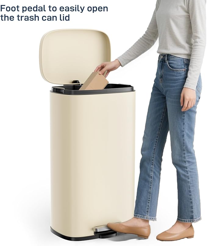 Arlopu 8/13.2 Gallon Step Trash Can, Stainless Steel Garbage Bin, Soft-Close - Image 6